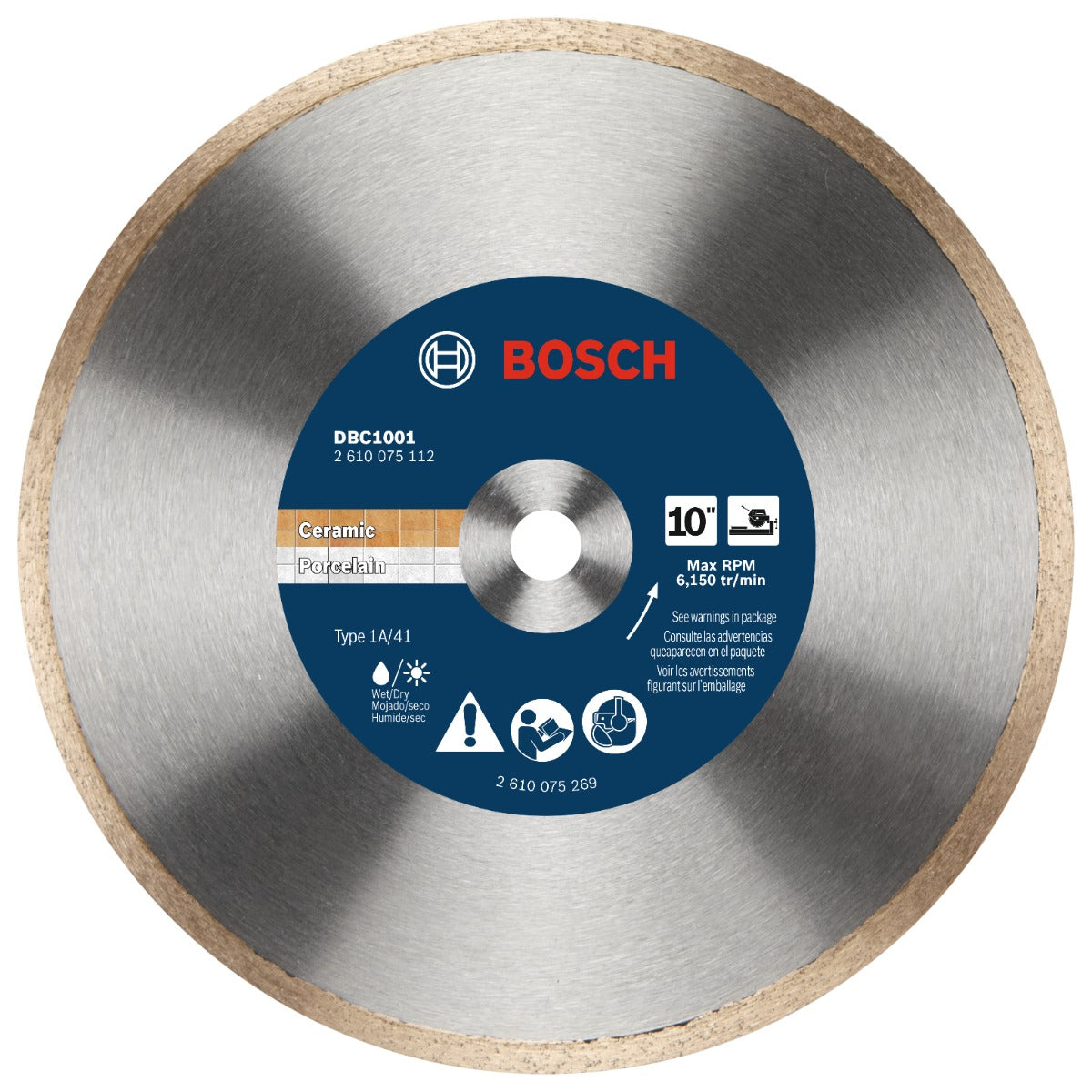 Bosch 10" Continuous Rim Diamond Wheel for Precise Cuts DBC1001