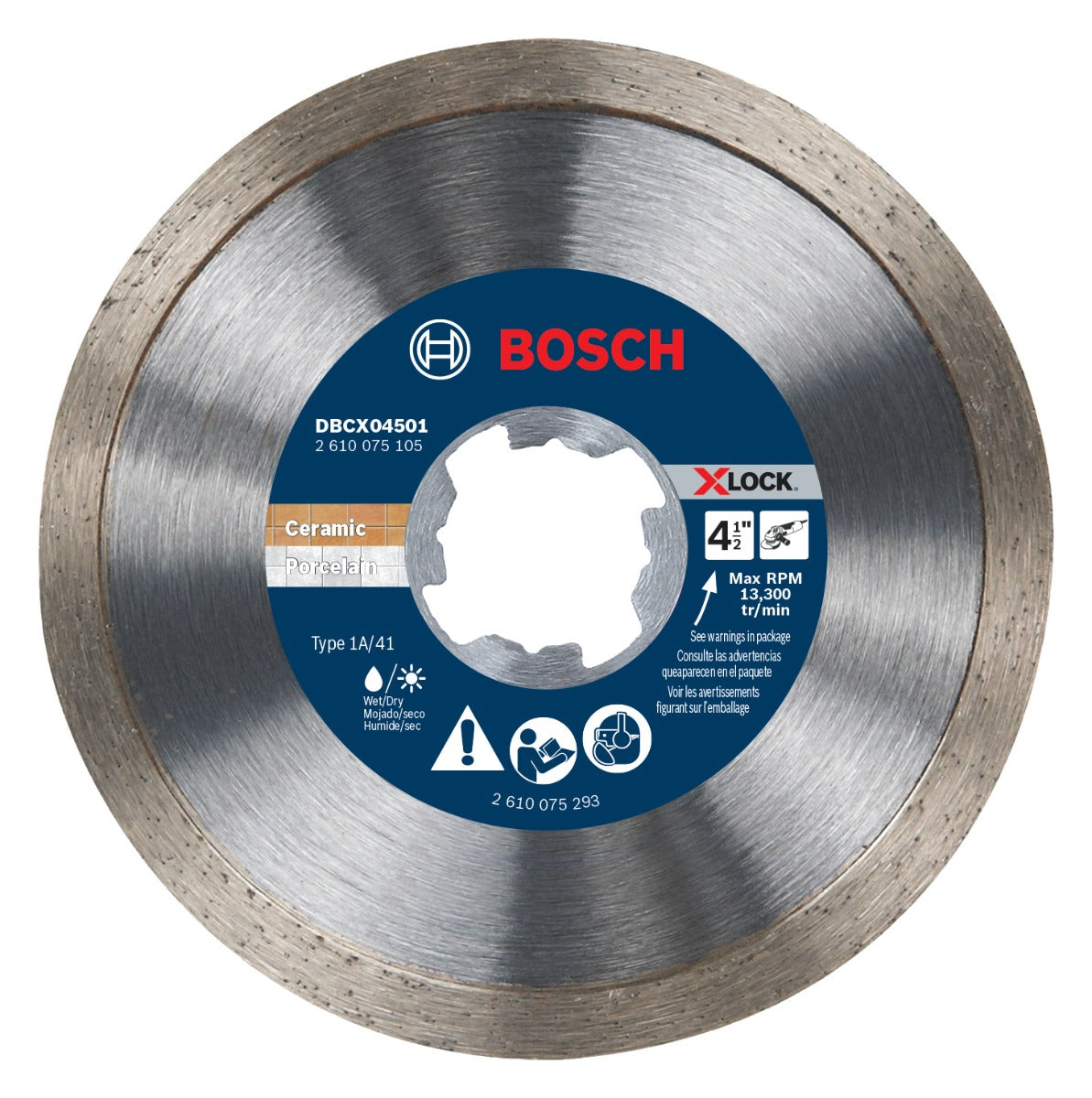 Bosch 4-1/2" X-LOCK Continuous Rim Diamond Wheel for Precise Cuts DBCX04501
