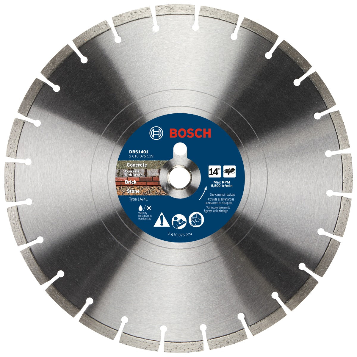 Bosch 14" Segmented Rim Diamond Wheel for Rough Cuts DBS1401