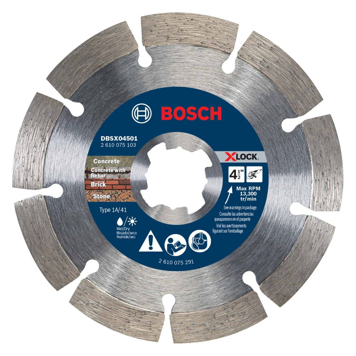 Bosch 4-1/2" X-LOCK Segmented Rim Diamond Wheel for Rough Cuts DBSX04501