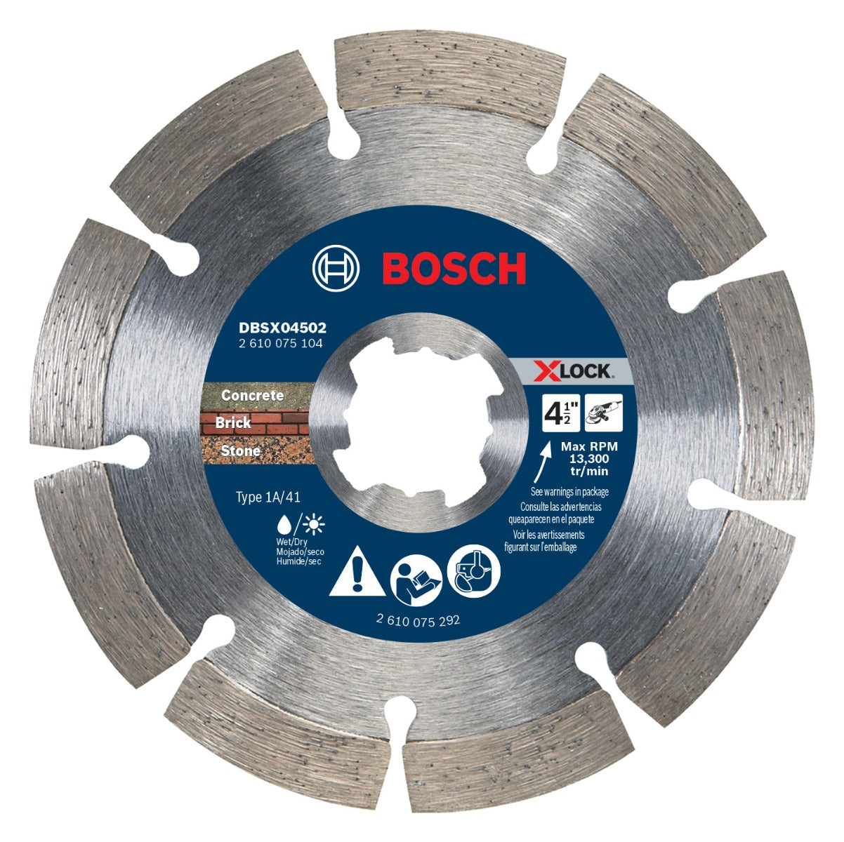 Bosch 4-1/2" X-LOCK Premium Segmented Rim Diamond Wheel for Rough Cuts DBSX04502