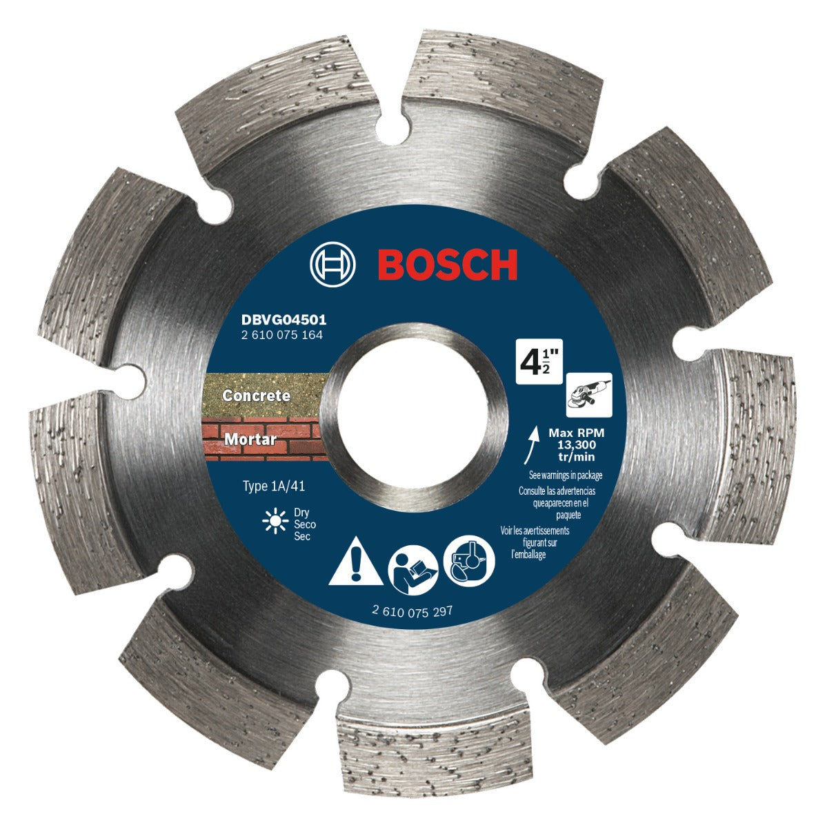 Bosch 4-1/2" Segmented Rim V-Groove Diamond Wheel for Rough Cuts DBVG04501