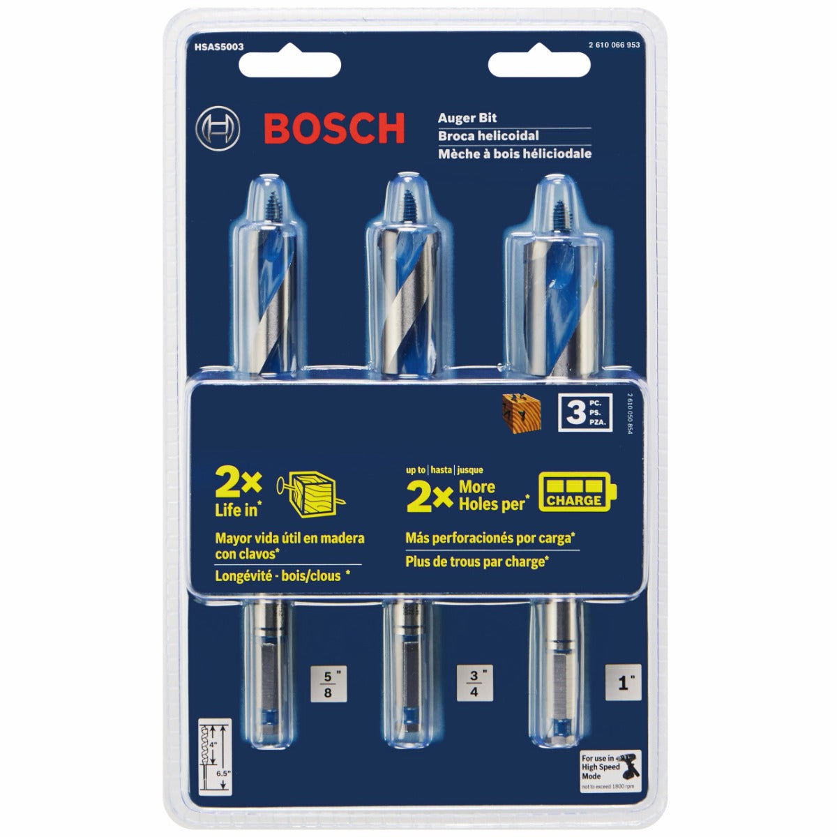 Bosch 3 pc. 6-1/2 in. High-Speed Auger Bit Set HSAS5003