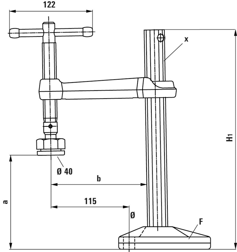 Bessey Tools 8.25 in. Table Mount Hold Down Clamp, 5.5 in. Throat Depth, 2650 lb. Capacity BSG21-14