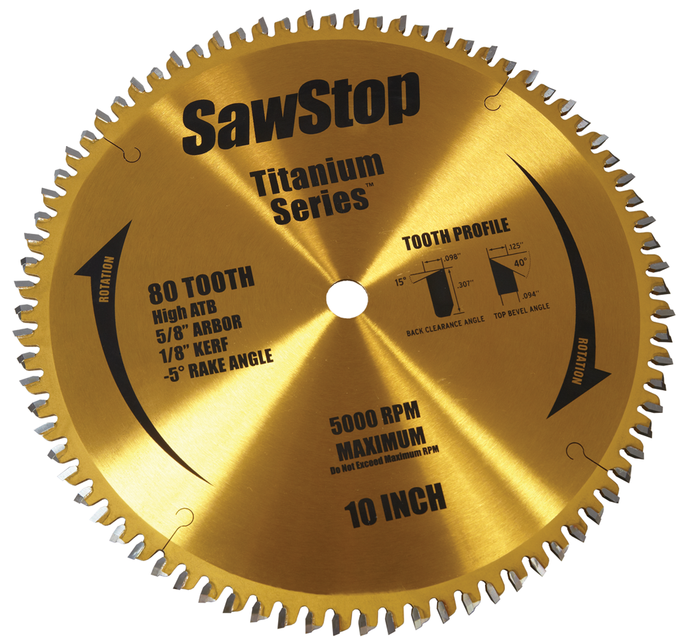 SawStop 80-Tooth Titanium Series Premium Woodworking Blade BTS-P-80HATB