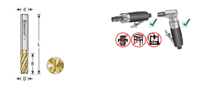 Amana Tool SB-5FM 1/2 in x 1 x 1/4 in Cylinder DCUT BURS-088NF