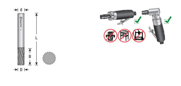 Amana Tool SA-3DC 3/8x3/4 inx1/4 in Cylinder DC BURS-102