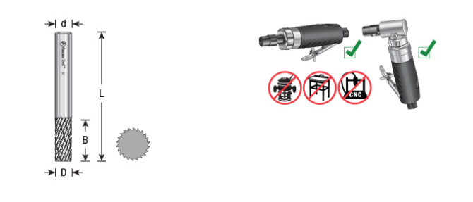 Amana Tool SA-3L6DC 3/8x3/4 inx1/4 in Cylinder BURS-103