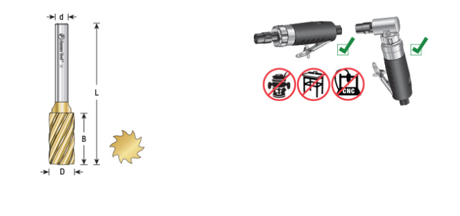 Amana Tool SA-5FM 1/2 in x 1 x 1/4 in Cylinder DCUT BURS-104NF