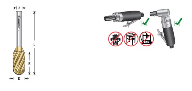 Amana Tool SC-3FM 3/8x3/4 inx1/4 in Radius DCUT BURS-122NF