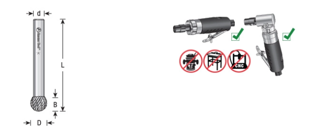 Amana Tool SD-1DC 1/4 inx7/32x1/4 in Ball Shape BURS-152