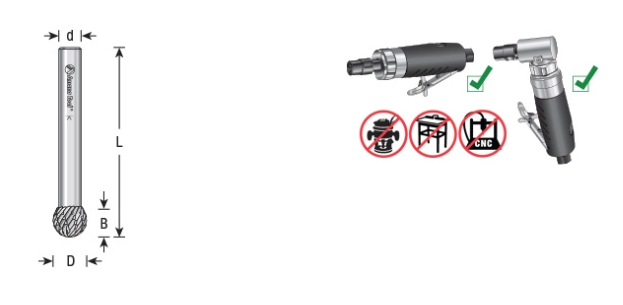 Amana Tool SD-3DC 3/8x5/16x1/4 in Ball Shape BURS-154