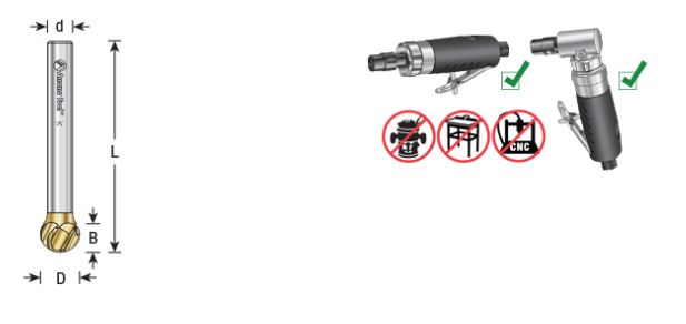 Amana Tool SD-3FM 3/8x5/16x1/4 in Ball Shape BURS-154NF