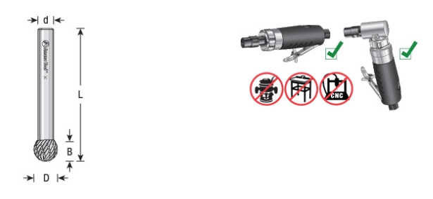 Amana Tool SD-5DC 1/2 inx7/16x1/4 in Ball Shape BURS-158
