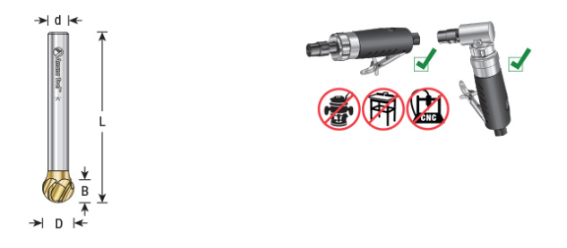 Amana Tool SD-5FM 1/2 in x 7/16 x 1/4 in Ball Shape BURS-158NF