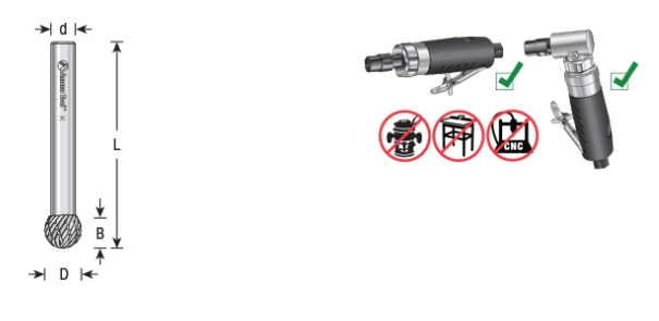 Amana Tool SD-5L6DC 1/2 in x 7/16 x 1/4 in Ball Shape BURS-160