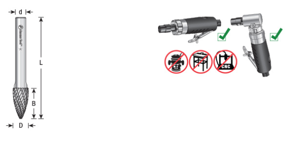 Amana Tool SG-3DC 3/8x3/4 inx1/4 in Pointed Tree BURS-194