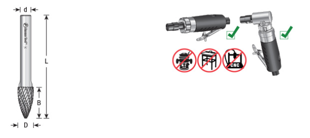 Amana Tool SG-3L6DC 3/8x3/4 inx1/4 in Pointed BURS-196