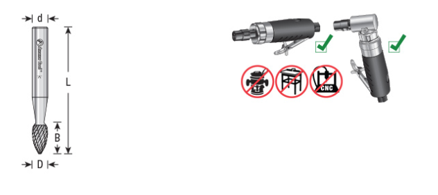 Amana Tool SH-1DC 1/4 in x 1/2 in x 1/4 in Flame Shape BURS-202