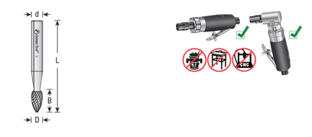 Amana Tool SH-5DC 1/2 inx1-1/4 inx1/4 in Flame Shape BURS-206