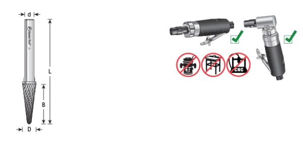 Amana Tool SL-1DC 1/4 inx5/8x1/4 in Radius Cone BURS-212