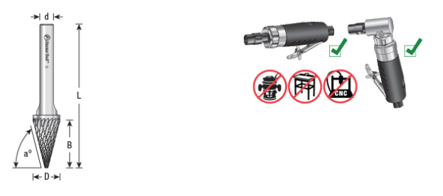 Amana Tool SM-4DC 3/8x5/8x1/4 in Pointed Cone BURS-224