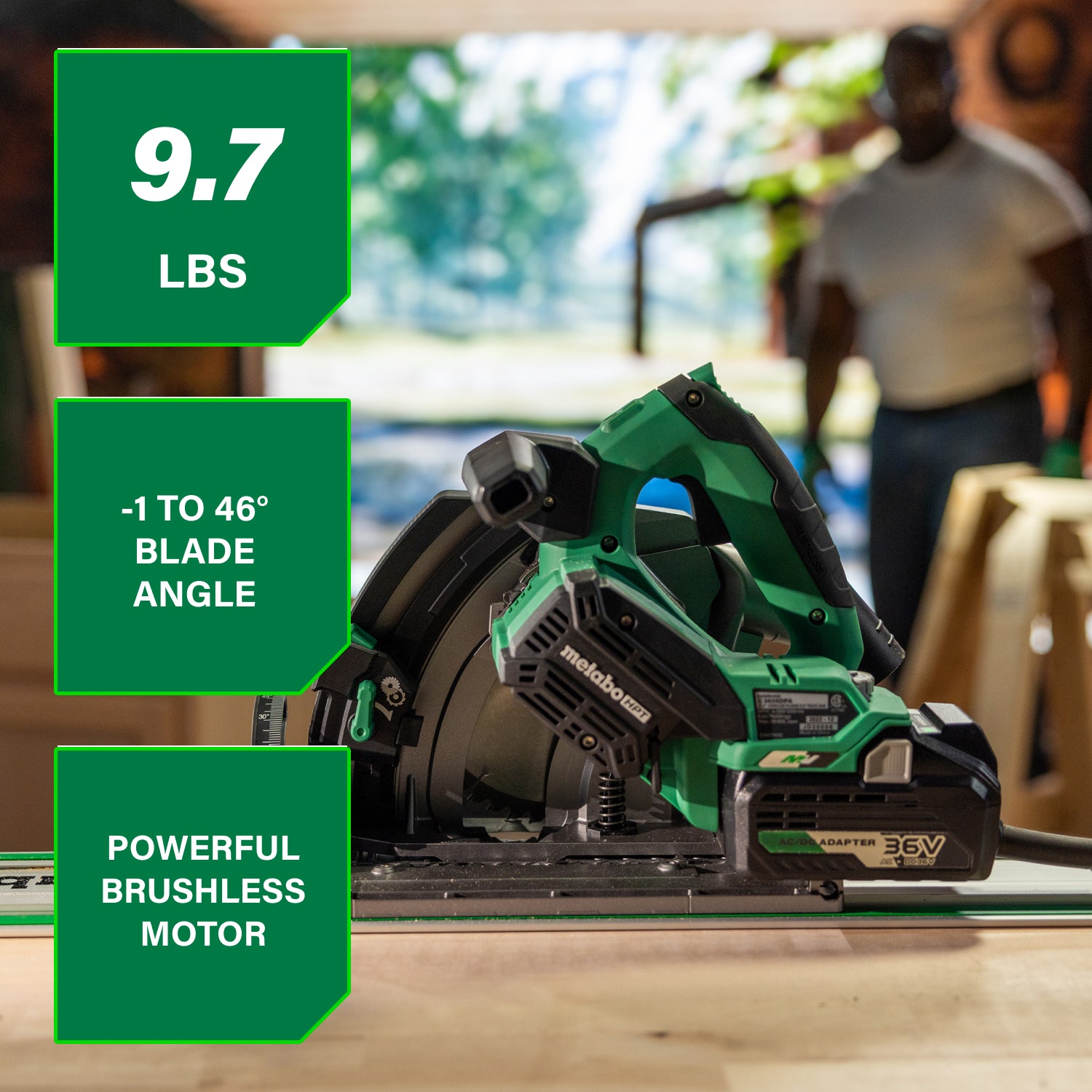 Metabo HPT 36V Cordless Brushless 6-1/2" Track/Plunge-Cut Saw with 4.0Ah Battery, Charger & Case C3606DPAM