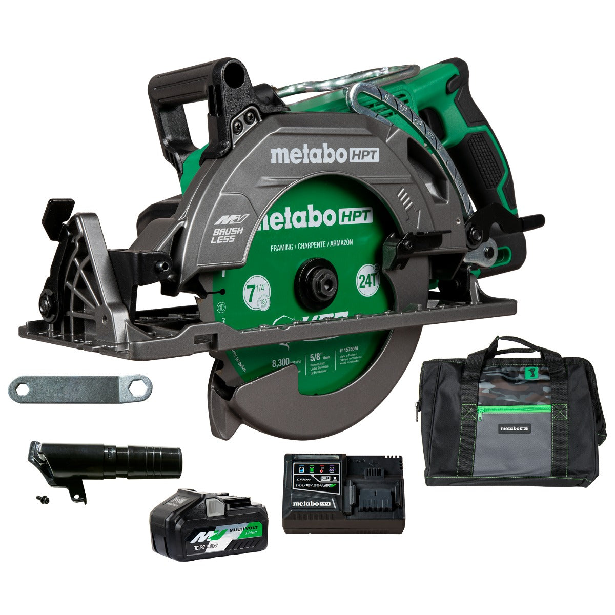 Metabo 36V MultiVolt 7.25 in. Rear Handle Circular Saw Kit with 4.0Ah Battery & Rapid Charger C3607DWAM