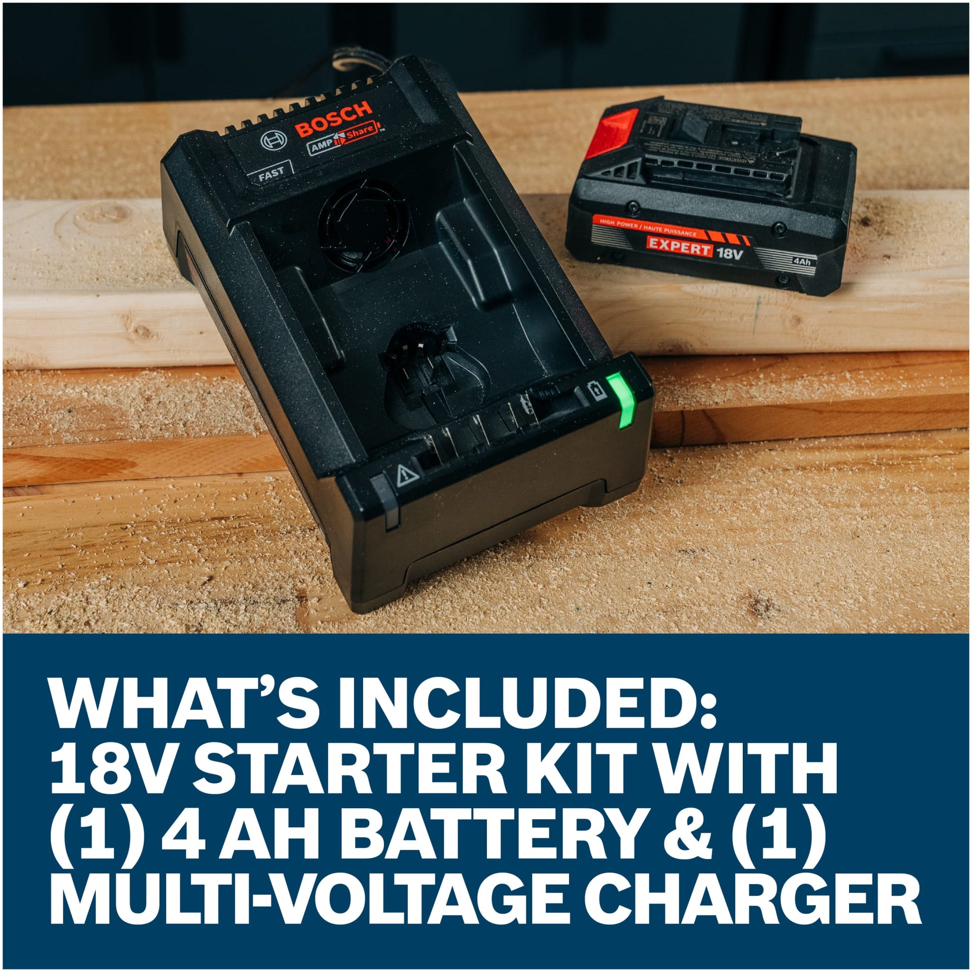 Bosch 18V Starter Kit with Expert 4 Ah and 12v/18v Multi-Voltage Charger GXS18V-25N14X