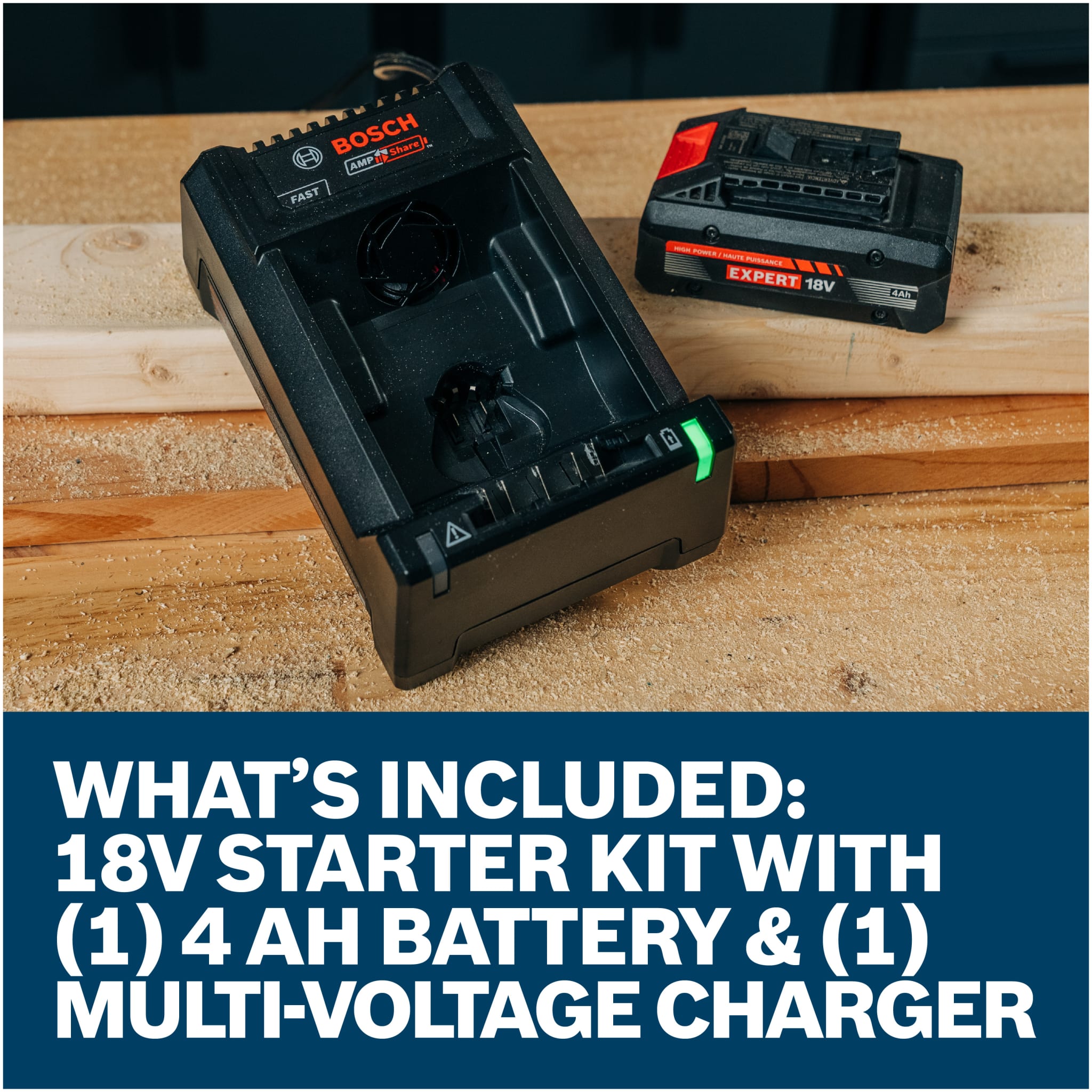 Bosch 18V Starter Kit with Expert 4 Ah and 12v/18v Multi-Voltage Charger GXS18V-25N14X