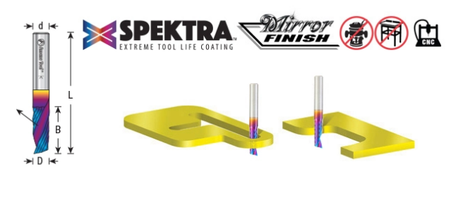 Amana Tool 1/8 in D x 1/4 in Shank Up-Cut Plastic, Spektra 51416-K