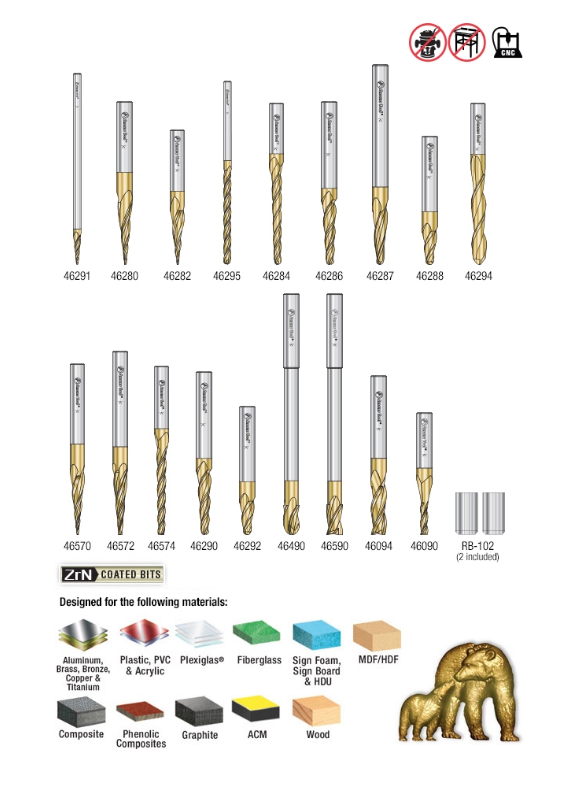 Amana Tool 18 pc 3D, Carving CNC ZrN Set AMS-143