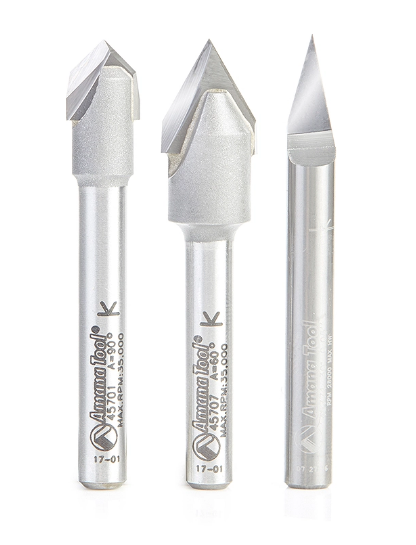 Amana Tool 3 pc 30, 60 & 90 V-Groove Set AMS-129