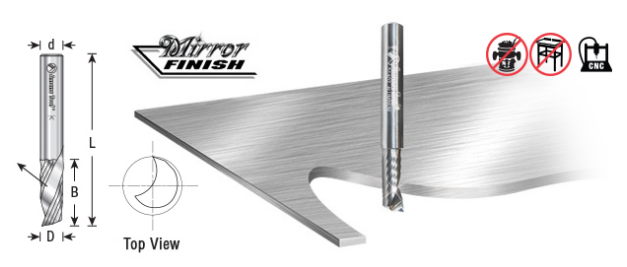 Amana Tool 1/8 in x 1/4 in Shank Spiral O Aluminumm 51373
