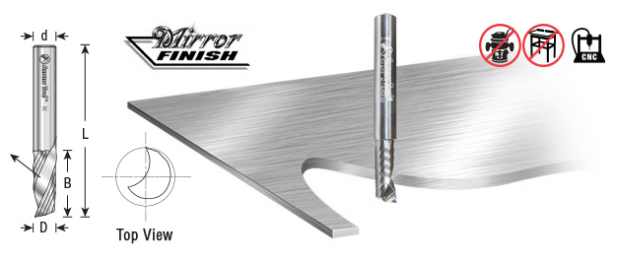Amana Tool 1/4 in x 1/4 in Shank Spiral O Aluminum 51377