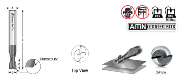 Amana Tool 1/4 in D SC Stainless Steel AlTiN 51466