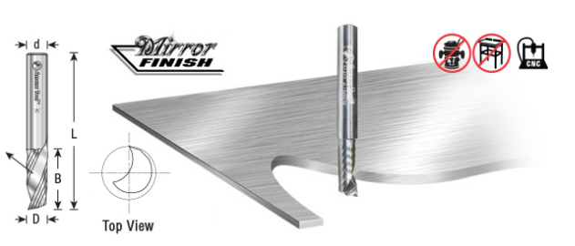 Amana Tool 1/4 in D x 1/4 in Shank Spiral O Aluminum 51476