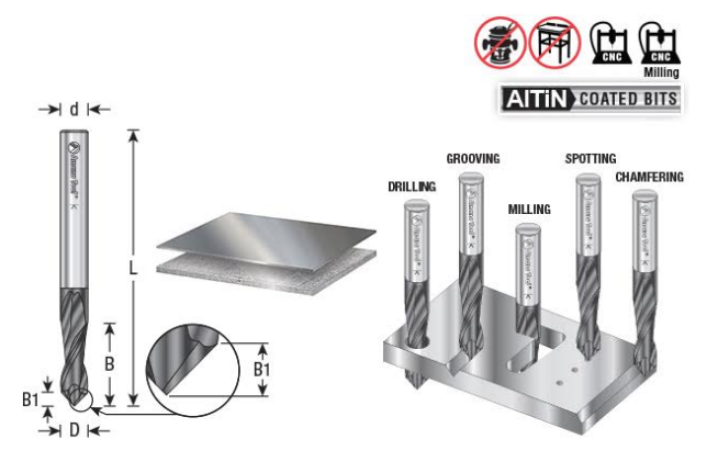 Amana Tool CNC Carbide 5/16 x 2-1/2 in Up-Cut Router Bit/End Mill 51653