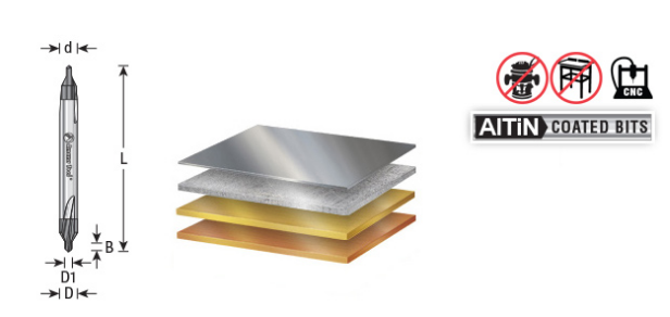 Amana Tool 1/8 in D Drill &Countersink AlTiN 51672