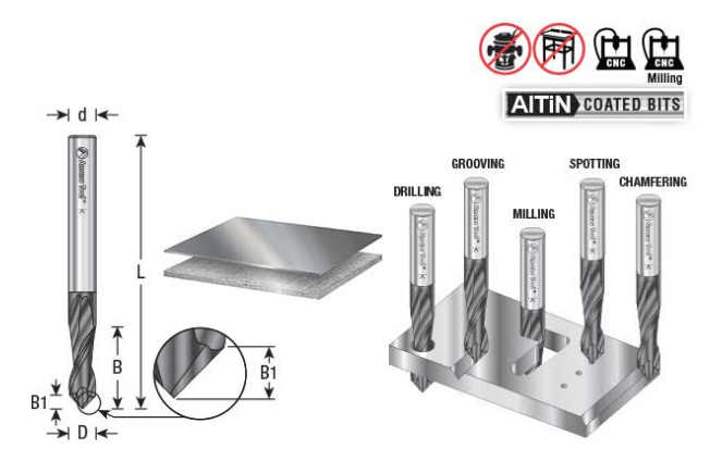Amana Tool CNC Carbide 1/8 x 1-1/2 in Up-Cut Router Bit/End Mill 51690