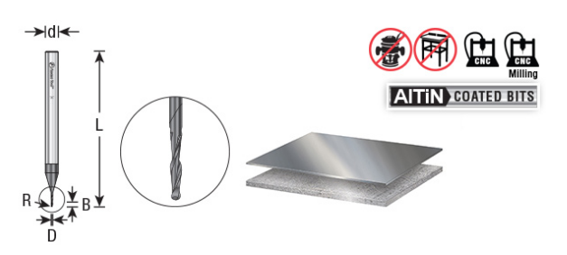 Amana Tool .055 in D 2FL Ball Mini Mill AlTiN 51748