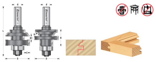Amana Tool 2 pc Bead Stile & Rail Set 55440
