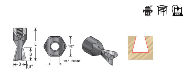 Amana Tool FACE Inlay Bit 1/2 in Kerf 57106