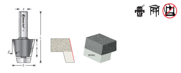 Amana Tool 12 Degree Bevel Bowl 1/2 in Shank 57129
