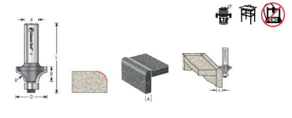 Amana Tool Rounding Over Bit 1/2 in Radius 57139