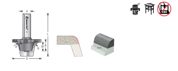 Amana Tool Round Over Design 3/8 in Radius 57156