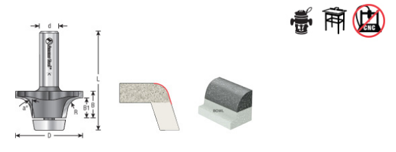 Amana Tool Round Over Design 1/2 in Radius 57158