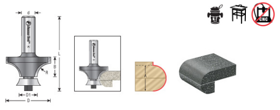 Amana Tool Rounding Over Bit 1/2 in Radius 57190