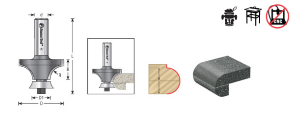 Amana Tool Rounding Over Bit 3/4 in Radius 57192