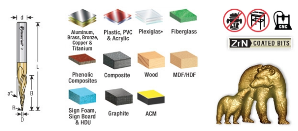 Amana Tool 1/8 Carving 3D Straight ZrN 46299